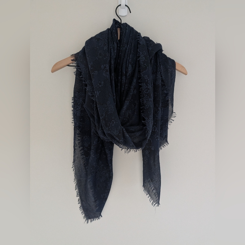 Elegant Black Floral Scarf